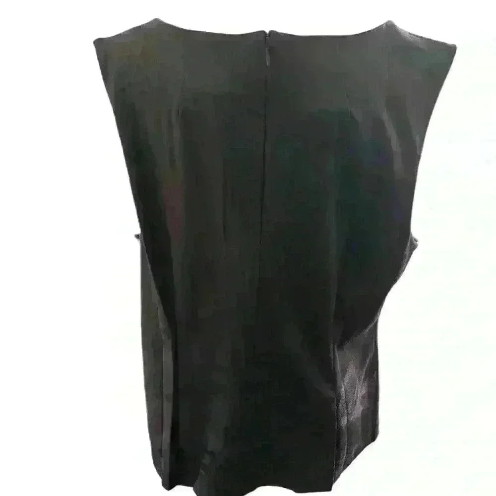 NWT Banana Republic Faux Suede Sleeveless Top XL - Dark Brown, Stretch Fabric - Picture 2 of 4